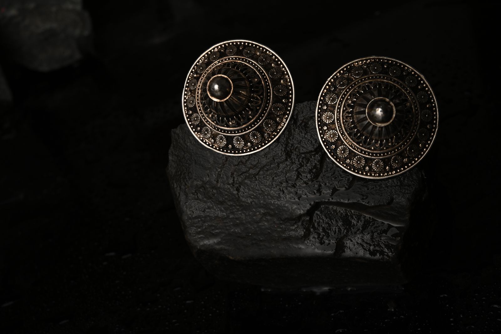 Ornate brass earrings rooted in Indian sculptural traditions — image 2