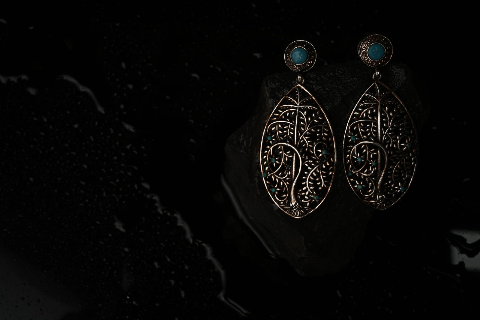Bronze drop earrings traced from excavated coin designs — image 2