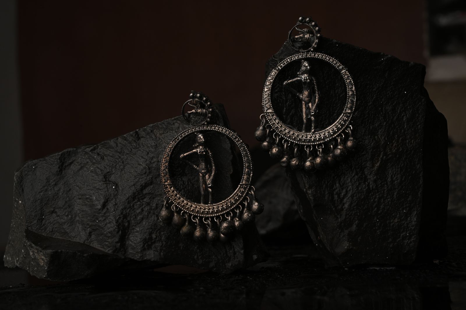 Geometric brass earrings inspired by temple frieze patterns — image 3